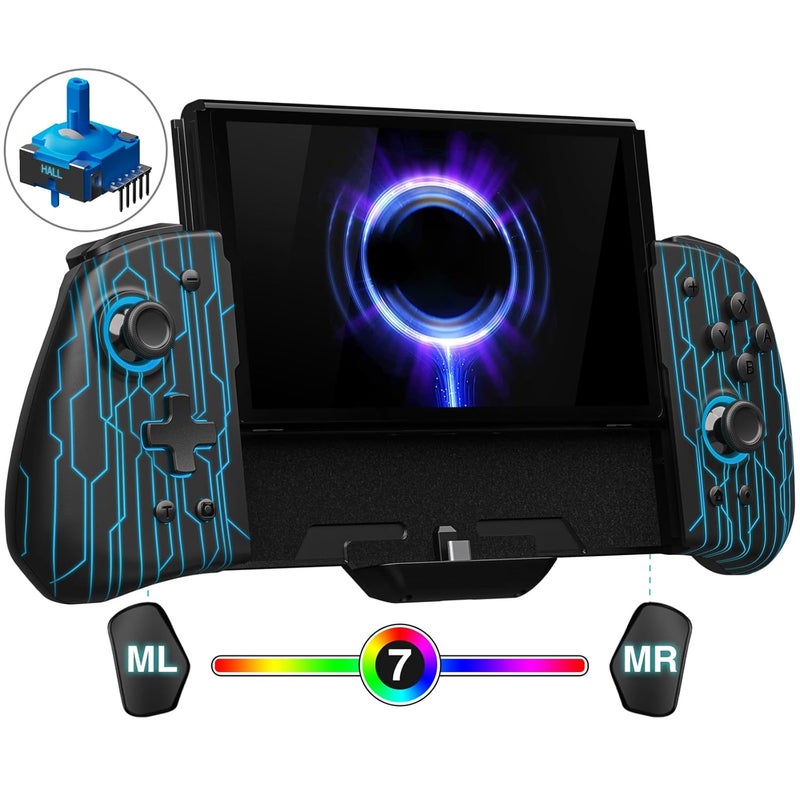FUNLAB Switch Joypad Controller Customizable for Nintendo Switch Joycon, Ergonomic Switch handheld Controller, Luminpad Switch Controles One-Piece Controllers Replacement- 7 LED Colors/Turbo/Mapping - Image 1